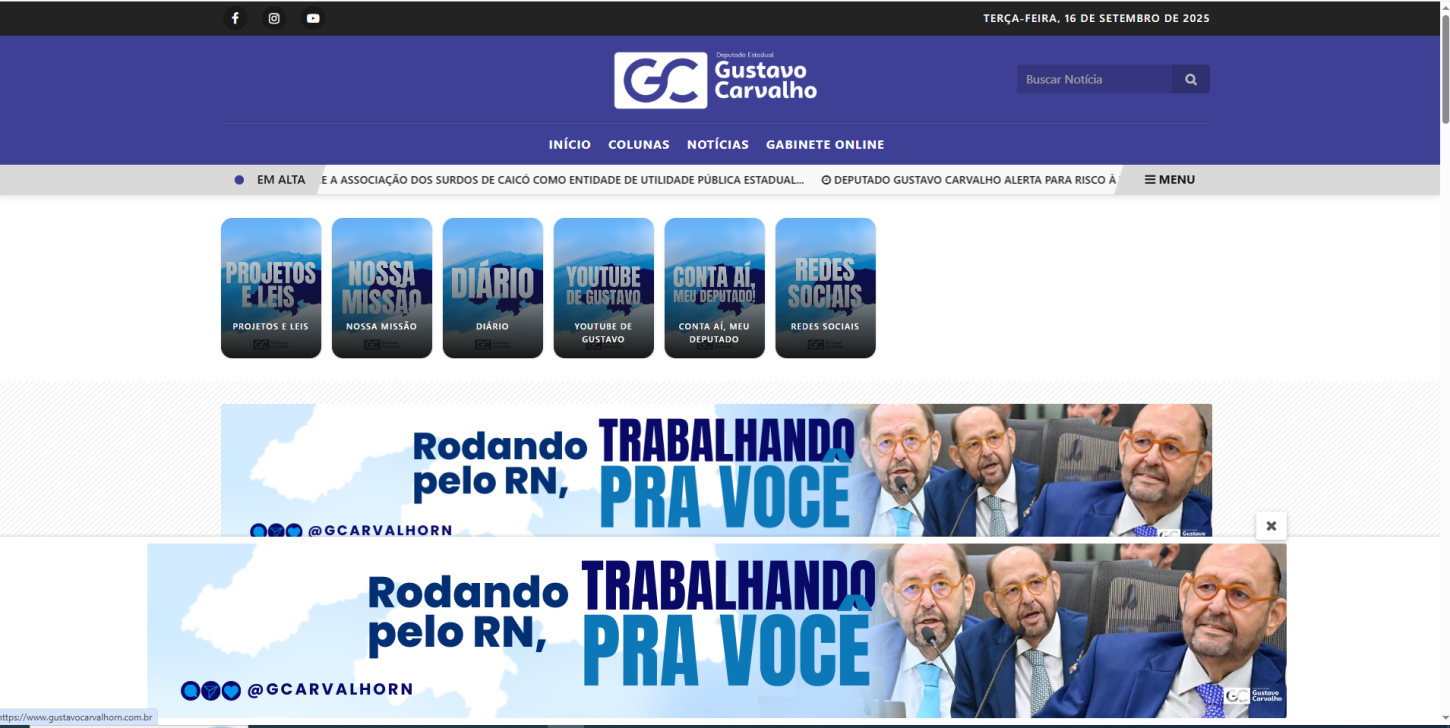 Gustavo Carvalho, o municipalista que se firma no RN, lança site oficial para reforçar seu compromisso com o povo