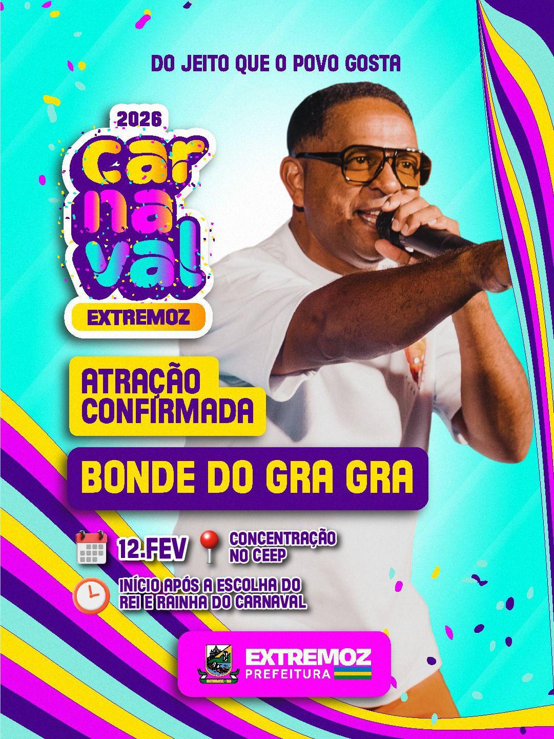 Bonde do Gra Gra abre o carnaval de Extremoz com grande arrastão no centro da cidade