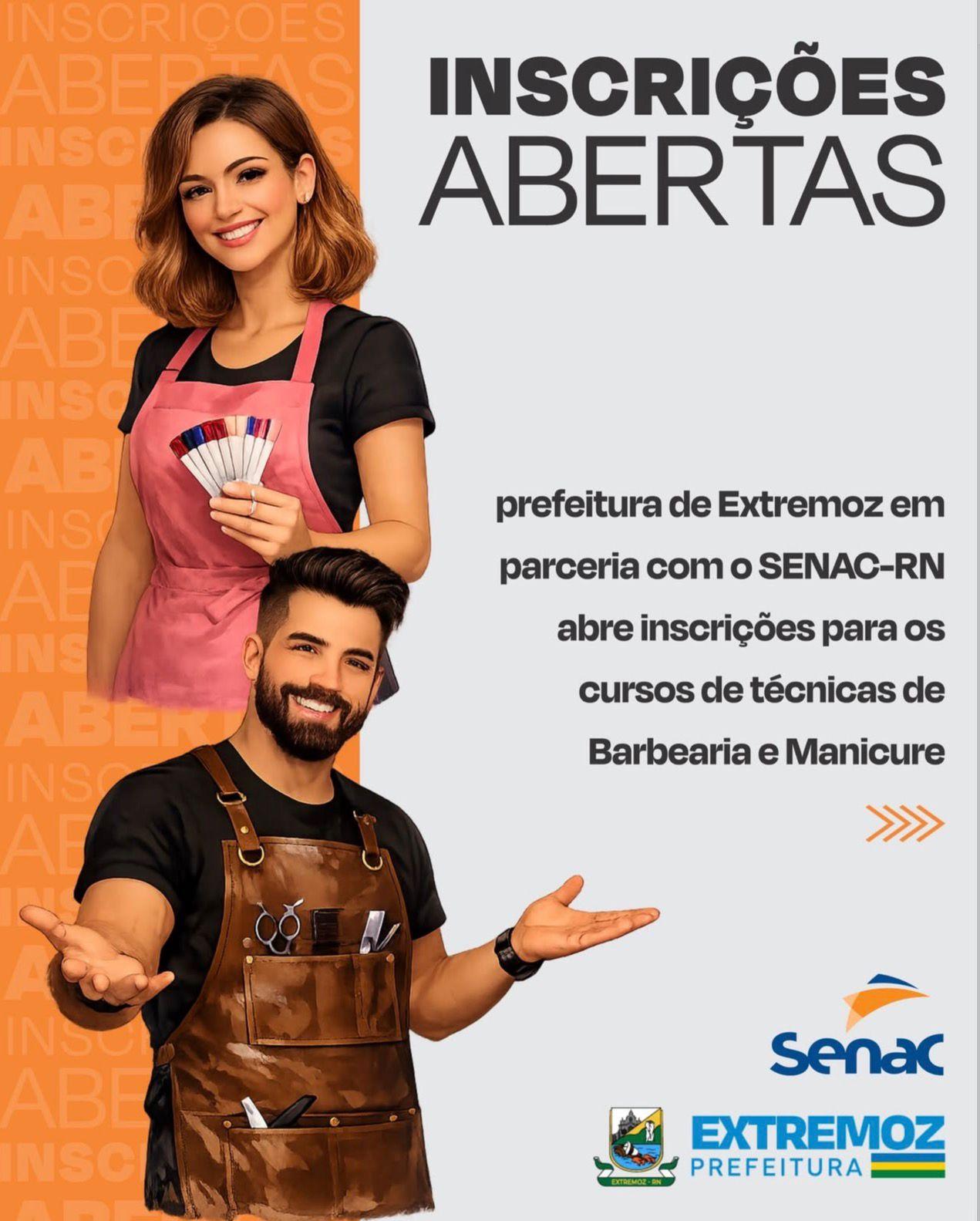Prefeitura de Extremoz abre inscrições para cursos profissionalizantes gratuitos em parceria com o Senac